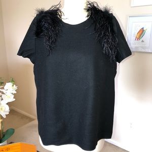 TER ET BANTINE black wool and ostrich feather top
